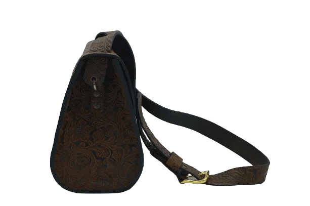 Borsa Elena in Pelle di Bovino Italiano con Stampa Vintage - Di Caudo