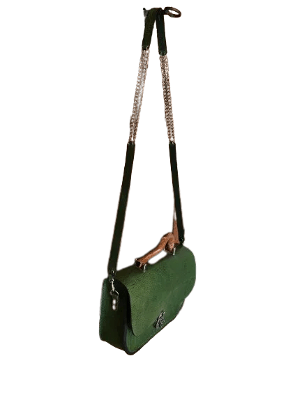 Borsa Ginevra Verde – Pelle Toscana 3 mm con Manico in Radice di Mangrovia - Di Caudo