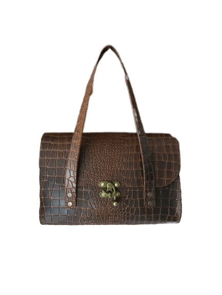 Borsa Matilde in Pelle di Bovino con Stampa Cocco – Inserti in Ottone e Chiusura Medievale - Di Caudo