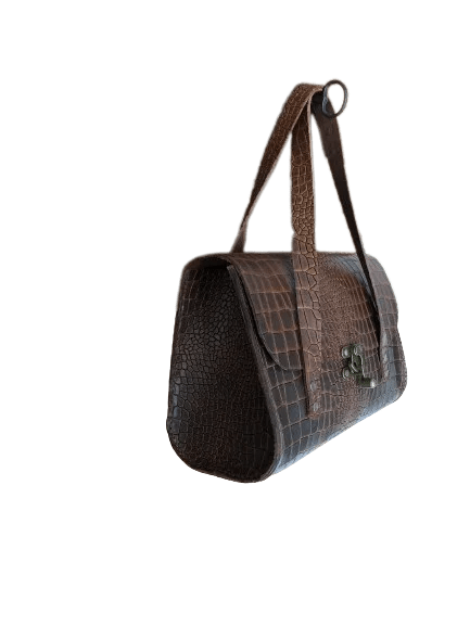 Borsa Matilde in Pelle di Bovino con Stampa Cocco – Inserti in Ottone e Chiusura Medievale - Di Caudo