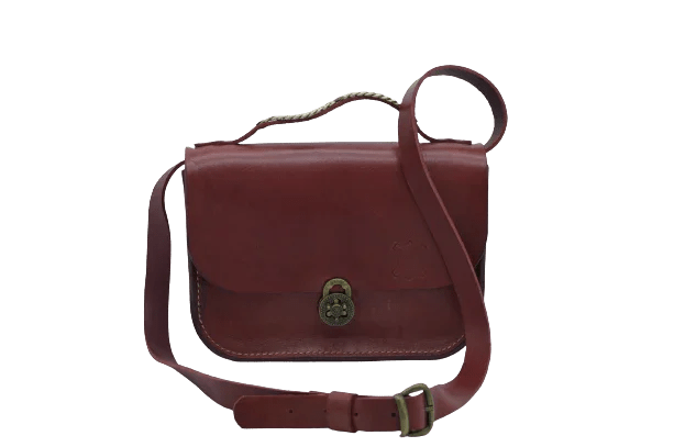 Borsa Valentina in Pelle di Bovino Bordeaux – Concia Vegetale Artigianale - Di Caudo