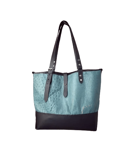 Borsa in Pelle di Struzzo Azzurra da Donna – Artigianale Made in Italy - Di Caudo