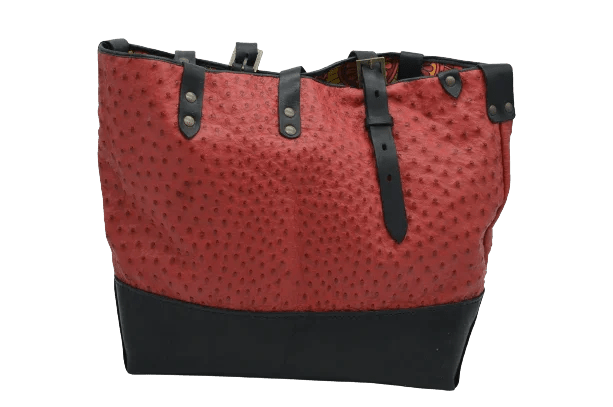 Borsa in Pelle di Struzzo Rossa– Artigianale Made in Italy - Di Caudo