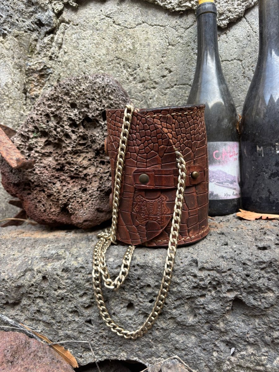 Small Cowhide Leather Crossbody Bag with Crocodile Print – Handmade in Italy