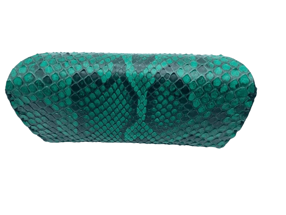 Porta occhiali in vera pelle di pitone verde – Fatto a mano - Di Caudo