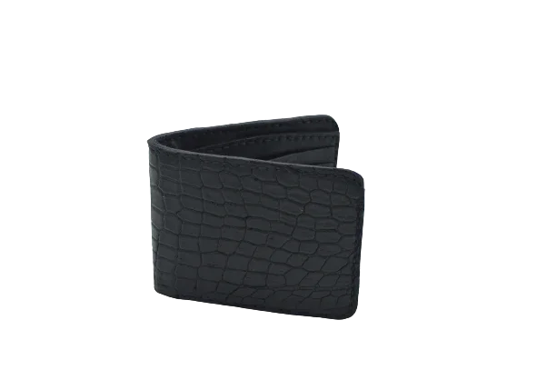 Portafoglio da Uomo Nero in Vera Pelle di Coccodrillo – Eleganza Artigianale - Di Caudo