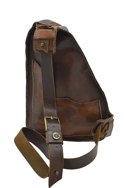 Tracolla da Uomo in Pelle di Bovino Marrone – Concia Naturale e Tinta a Mano - Di Caudo