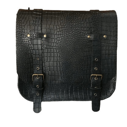 Borsa Laterale in Pelle di Bovino con Stampa Cocco – Per Moto Harley-Davidson - Di Caudo