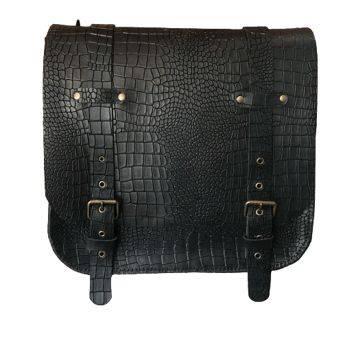 Borsa Laterale in Pelle di Bovino con Stampa Cocco – Per Moto Harley-Davidson - Di Caudo