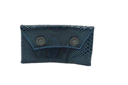 Pochette in Vera Pelle di Pitone Blu – Artigianale Made in Italy - Di Caudo