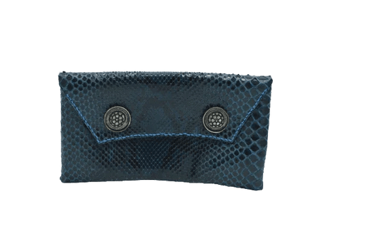 Pochette in Vera Pelle di Pitone Blu – Artigianale Made in Italy - Di Caudo