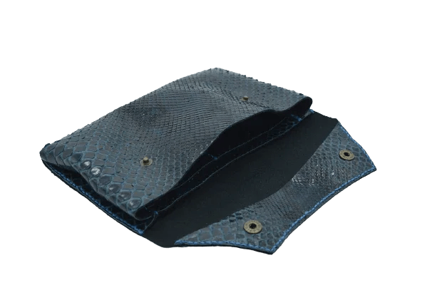 Pochette in Vera Pelle di Pitone Blu – Artigianale Made in Italy - Di Caudo