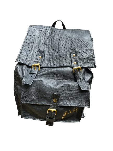 Zaino in Vera Pelle di Struzzo Nera – Artigianale Made in Italy - Di Caudo